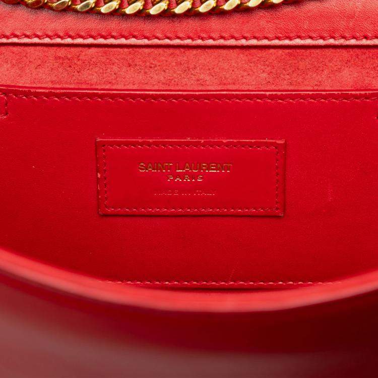 Pre Owned Saint Laurent Paris Red Medium Smooth Calfskin Classic Monogram Kate Tassel Crossbody