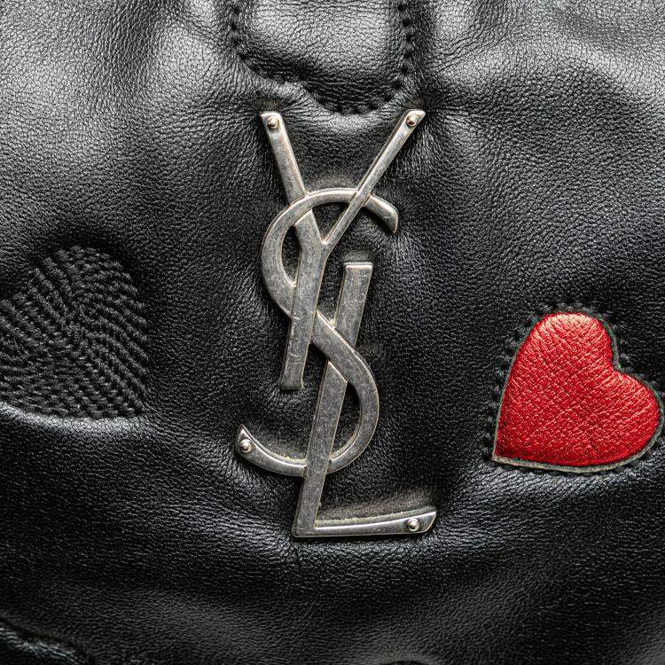 Pre Owned Saint Laurent Paris Black Leather Heart Lou Camera Bag