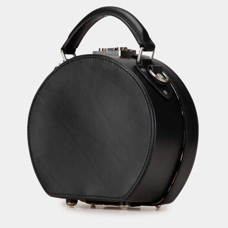 Pre Owned Saint Laurent Paris Black Small Leather Mica Hatbox Satchel