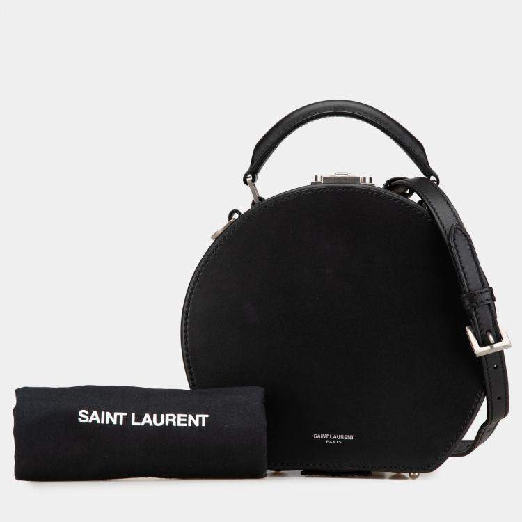 Pre Owned Saint Laurent Paris Black Small Leather Mica Hatbox Satchel