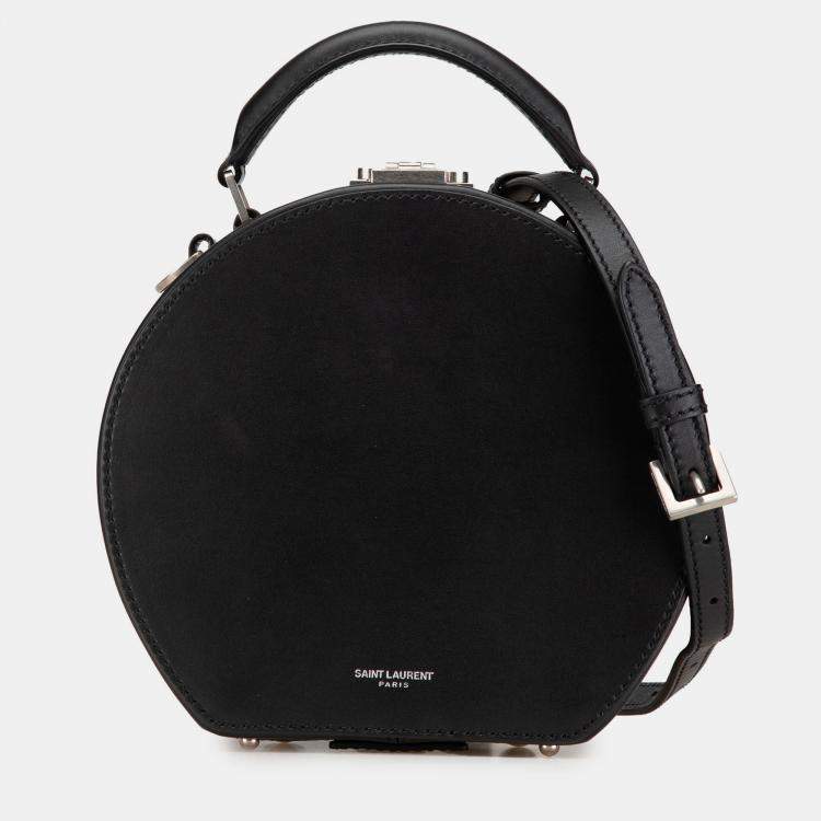 Pre Owned Saint Laurent Paris Black Small Leather Mica Hatbox Satchel