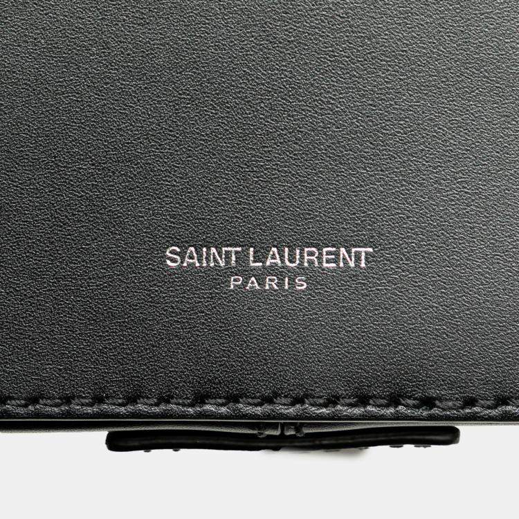 Pre Owned Saint Laurent Paris Black Small Leather Mica Hatbox Satchel