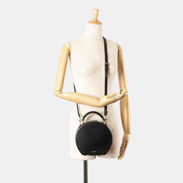 Pre Owned Saint Laurent Paris Black Small Leather Mica Hatbox Satchel