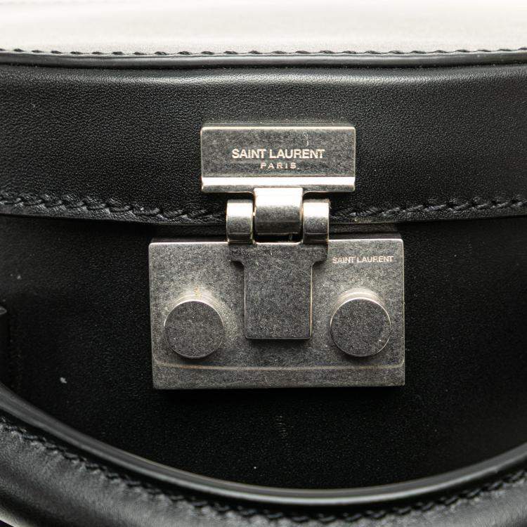 Pre Owned Saint Laurent Paris Black Small Leather Mica Hatbox Satchel