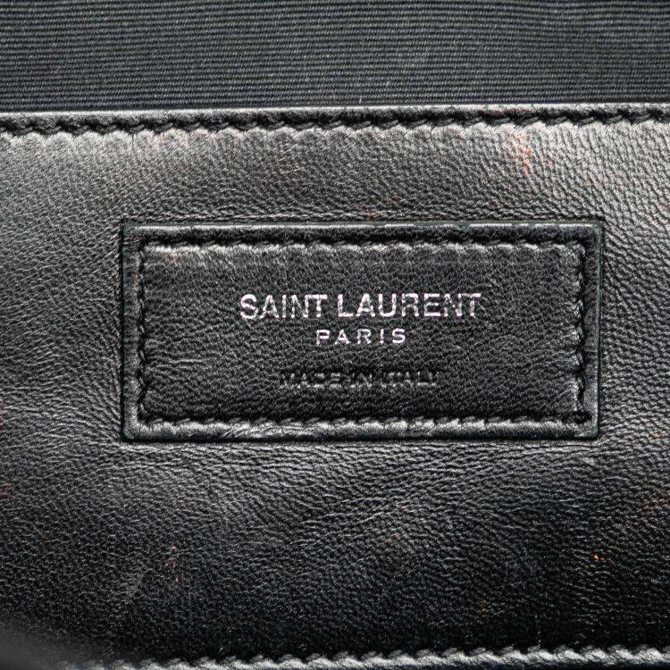 Pre Owned Saint Laurent Paris Black Medium Monogram Heart Patchwork Chain Wallet