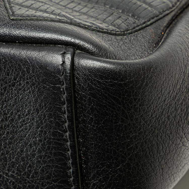 Pre Owned Saint Laurent Paris Black Medium Monogram Heart Patchwork Chain Wallet