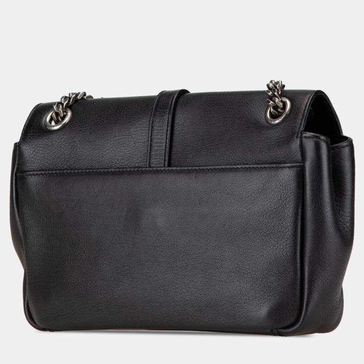 Pre Owned Saint Laurent Paris Black Medium Monogram Heart Patchwork Chain Wallet