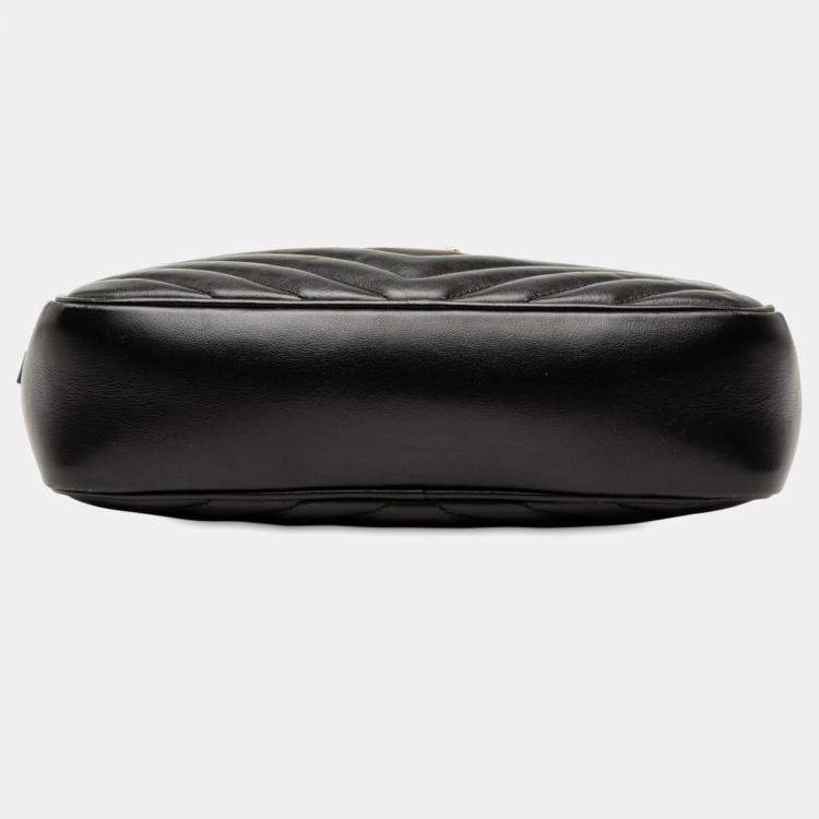 Pre Owned Saint Laurent Paris Black Matelasse Leather Monogram Lou Camera Bag