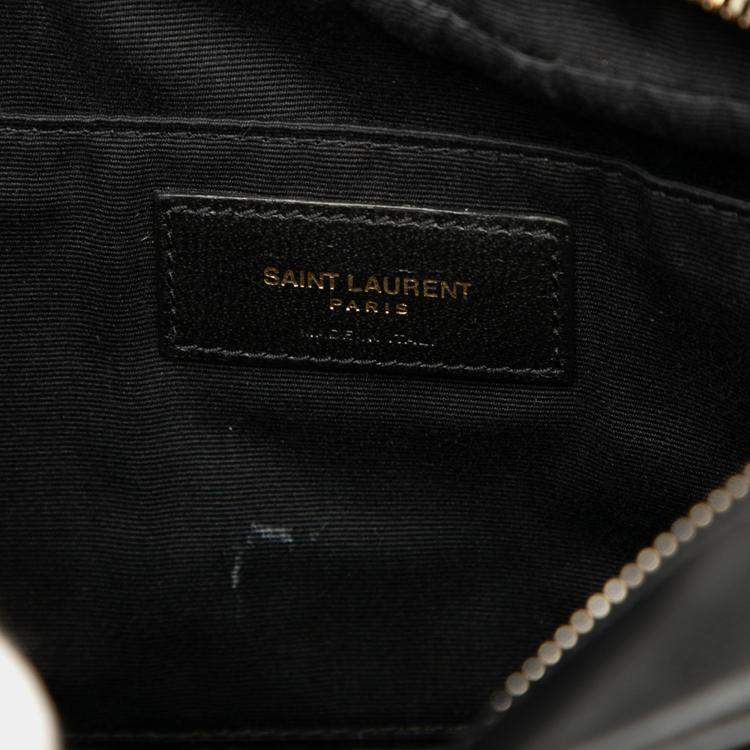Pre Owned Saint Laurent Paris Black Matelasse Leather Monogram Lou Camera Bag