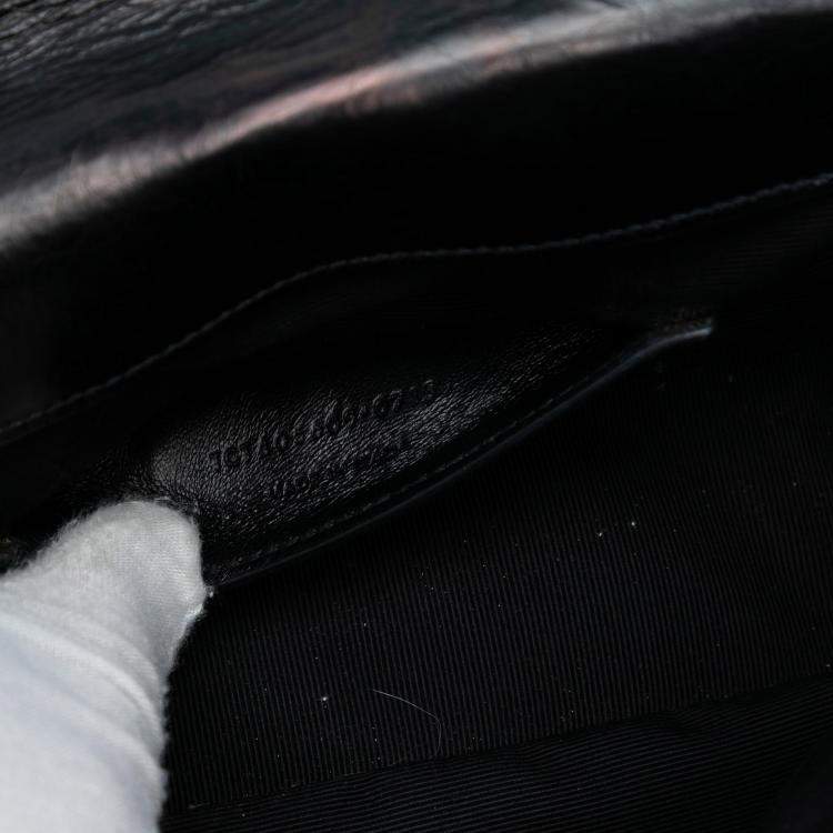 Pre Owned Saint Laurent Paris Black Medium Crinkled Calfskin Punk Chain Bag