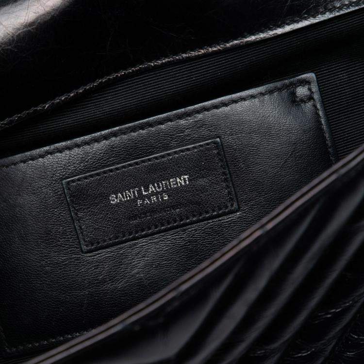 Pre Owned Saint Laurent Paris Black Medium Crinkled Calfskin Punk Chain Bag