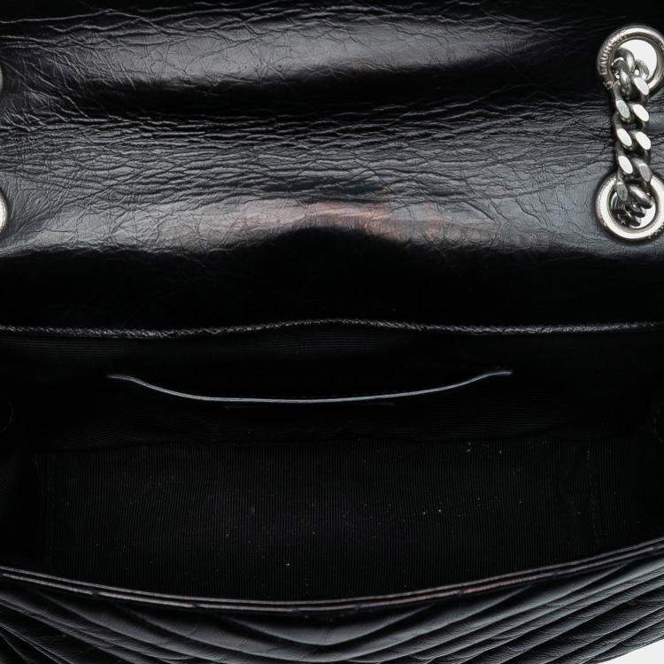 Pre Owned Saint Laurent Paris Black Medium Crinkled Calfskin Punk Chain Bag