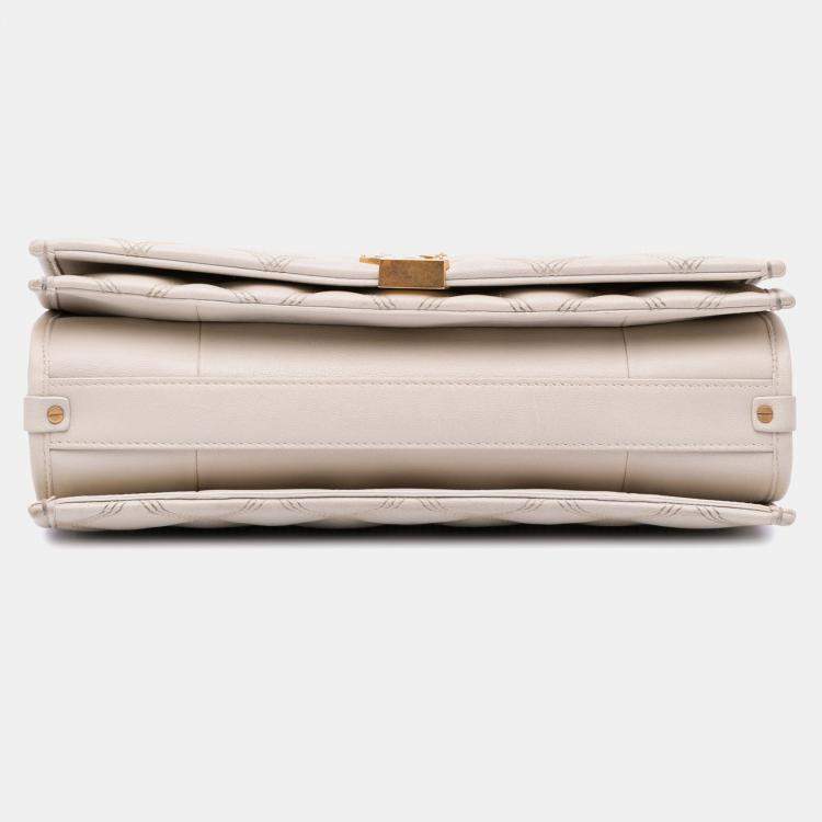 Pre Owned Saint Laurent Paris White Small Quilted Lambskin Becky Chain Shoulder Bag