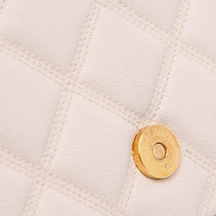 Pre Owned Saint Laurent Paris White Small Quilted Lambskin Becky Chain Shoulder Bag