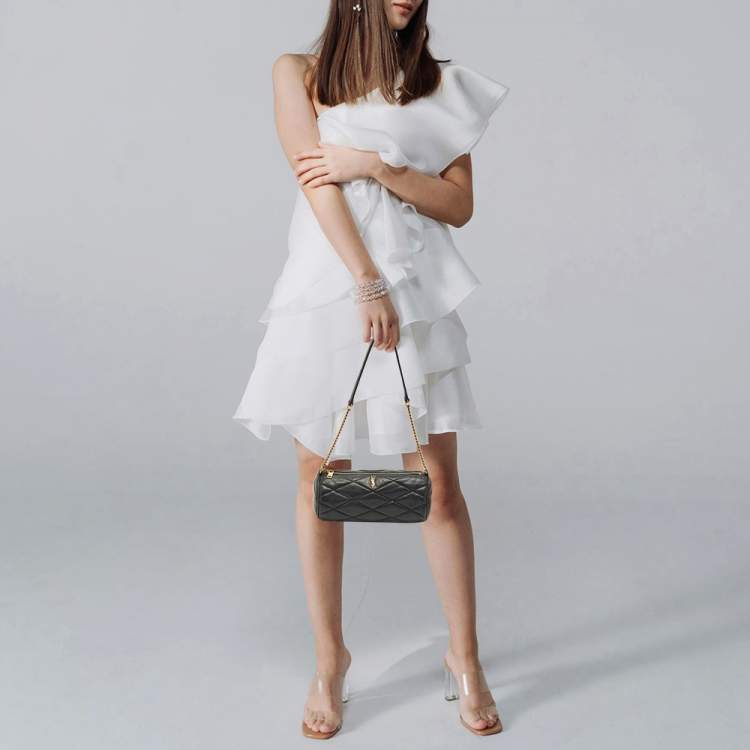 Pre Owned Saint Laurent Sade Tube Black Matelasse Leather Pouch