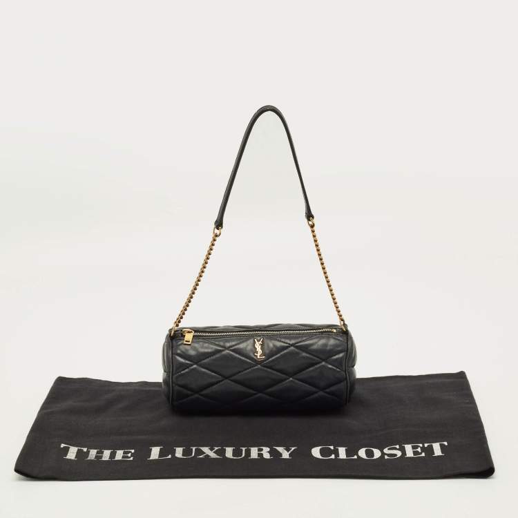 Pre Owned Saint Laurent Sade Tube Black Matelasse Leather Pouch