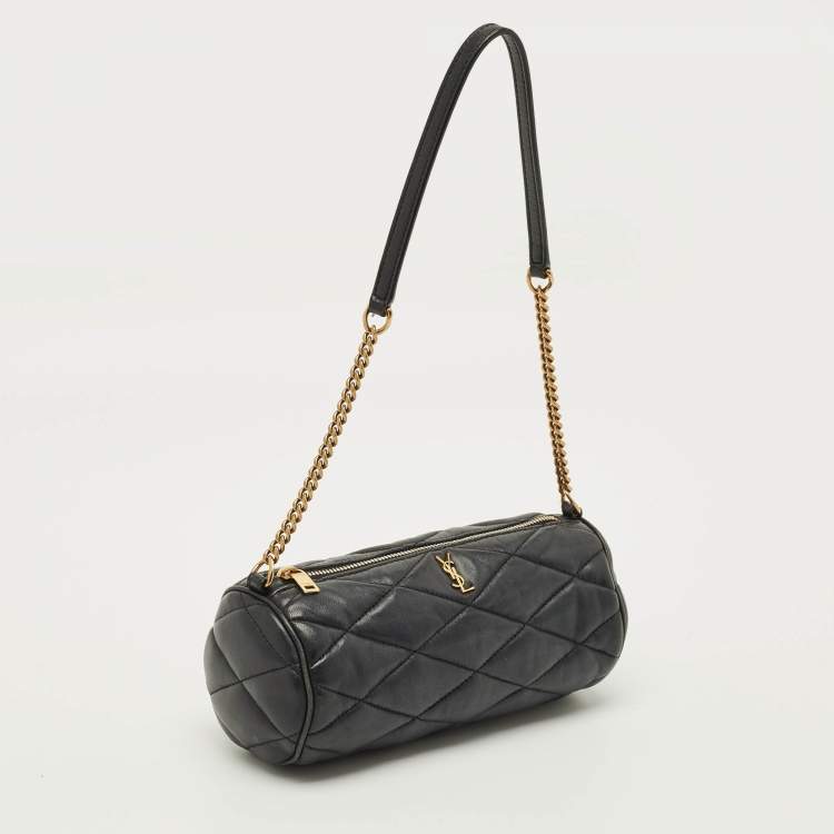 Pre Owned Saint Laurent Sade Tube Black Matelasse Leather Pouch