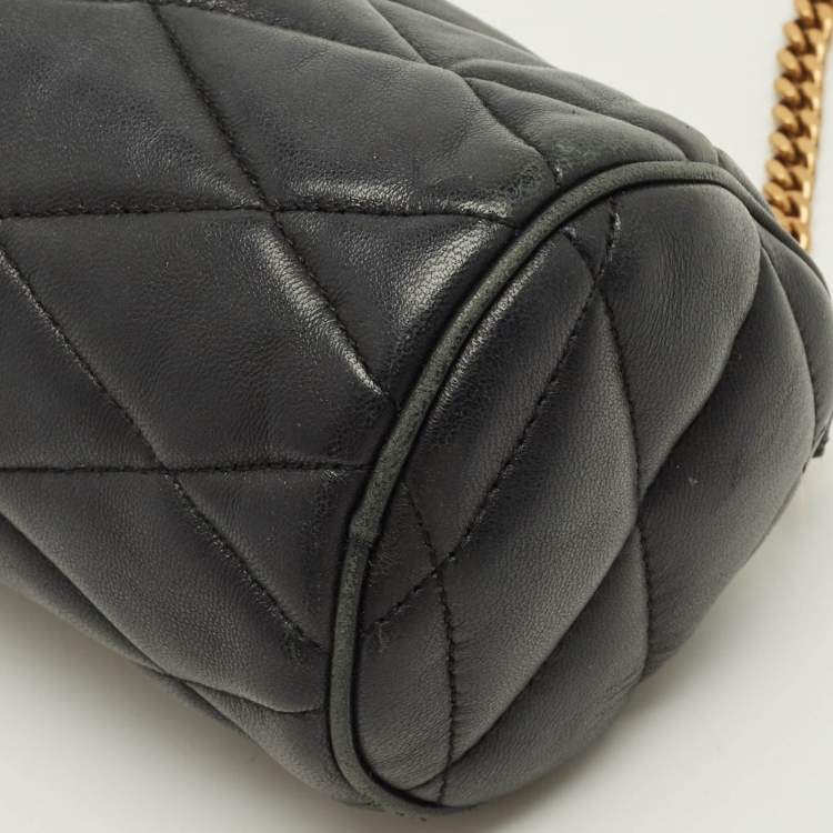Pre Owned Saint Laurent Sade Tube Black Matelasse Leather Pouch