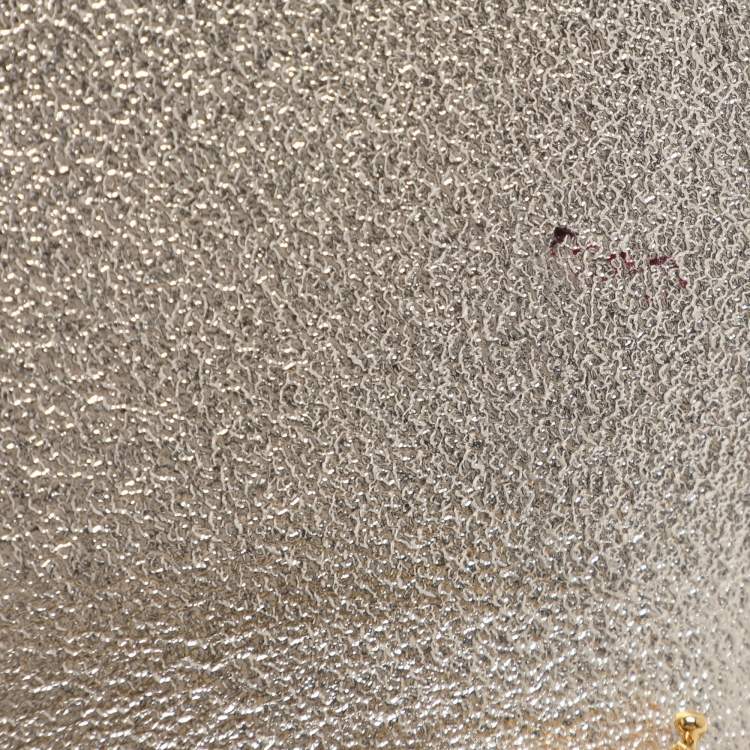 Pre Owned Saint Laurent Paris Kate Tassel Silver Glitter Wallet On Chain