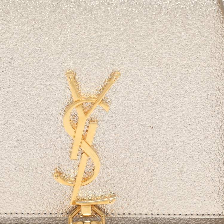 Pre Owned Saint Laurent Paris Kate Tassel Silver Glitter Wallet On Chain