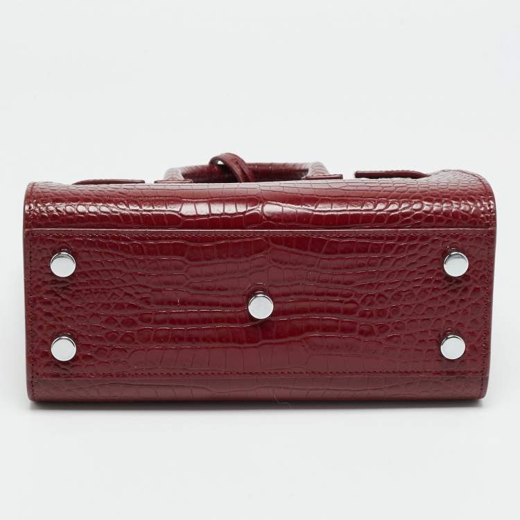 مملوكة مسبقًا Saint Laurent Classic Sac De Jour Nano Red Croc Embossed Leather Tote