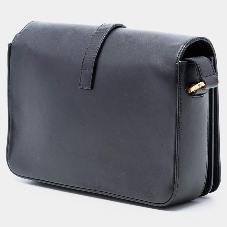 Pre Owned Saint Laurent Paris Black Medium Leather Monogram Universite Bag