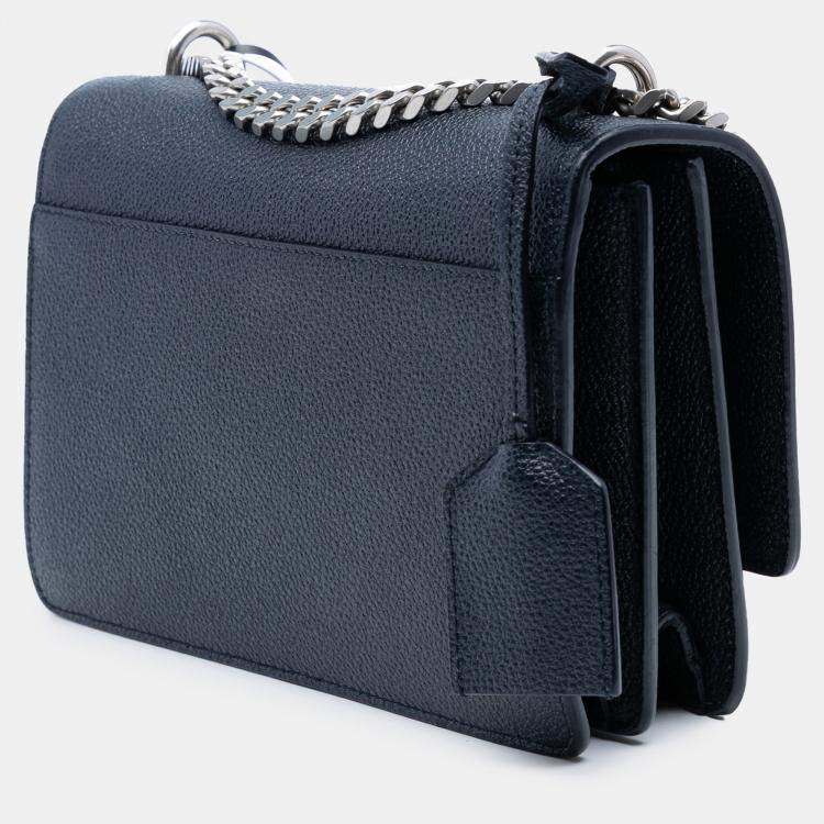 Pre Owned Saint Laurent Paris Blue Small Grained Calfskin Monogram Sunset Crossbody