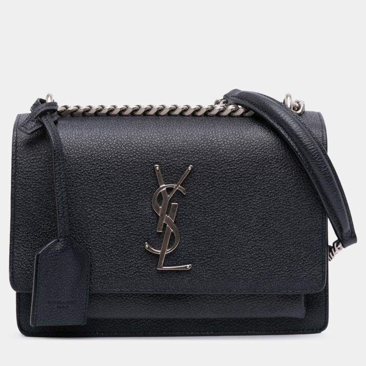 Pre Owned Saint Laurent Paris Blue Small Grained Calfskin Monogram Sunset Crossbody