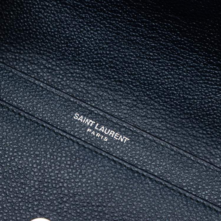 Pre Owned Saint Laurent Paris Blue Small Grained Calfskin Monogram Sunset Crossbody