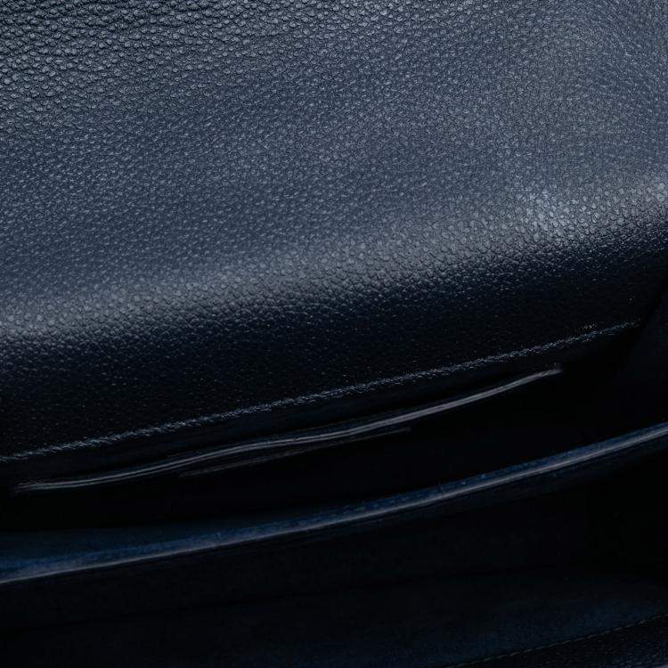 Pre Owned Saint Laurent Paris Blue Small Grained Calfskin Monogram Sunset Crossbody