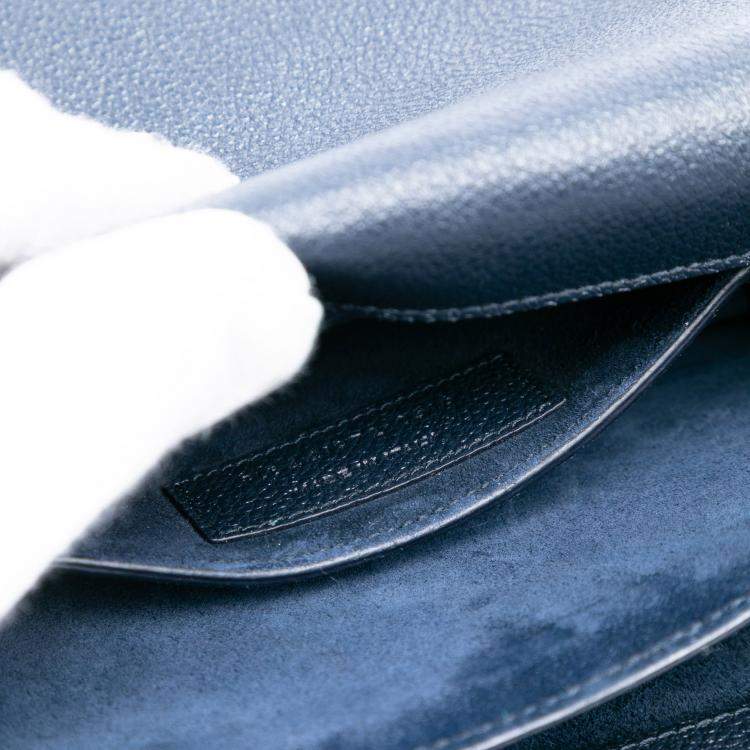 Pre Owned Saint Laurent Paris Blue Small Grained Calfskin Monogram Sunset Crossbody