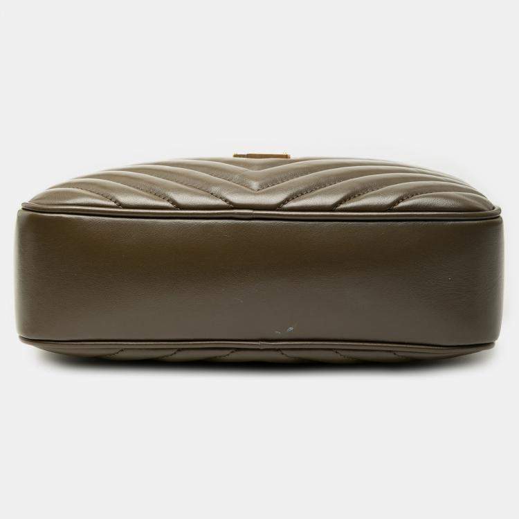 Pre Owned Saint Laurent Paris Brown Matelasse Leather Monogram Lou Camera Bag