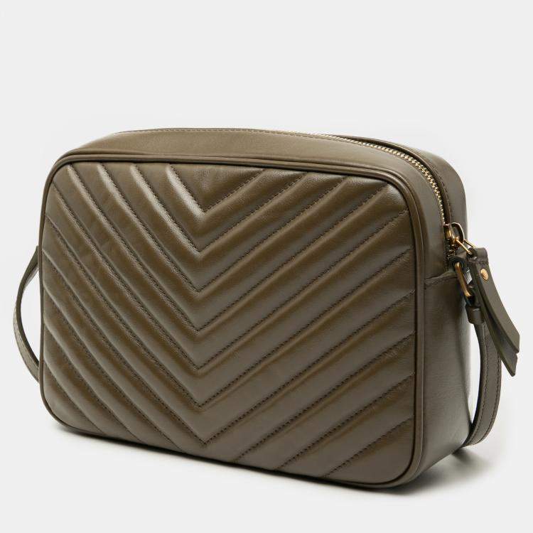 Pre Owned Saint Laurent Paris Brown Matelasse Leather Monogram Lou Camera Bag