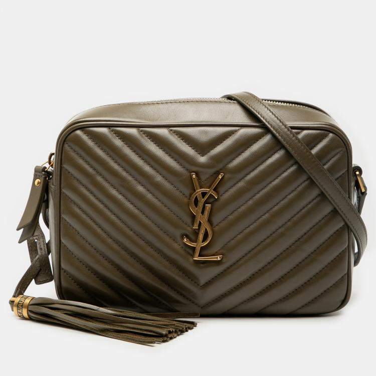 Pre Owned Saint Laurent Paris Brown Matelasse Leather Monogram Lou Camera Bag