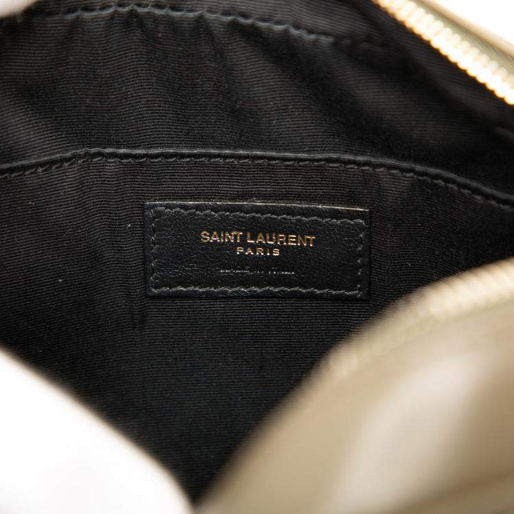 Pre Owned Saint Laurent Paris Brown Matelasse Leather Monogram Lou Camera Bag