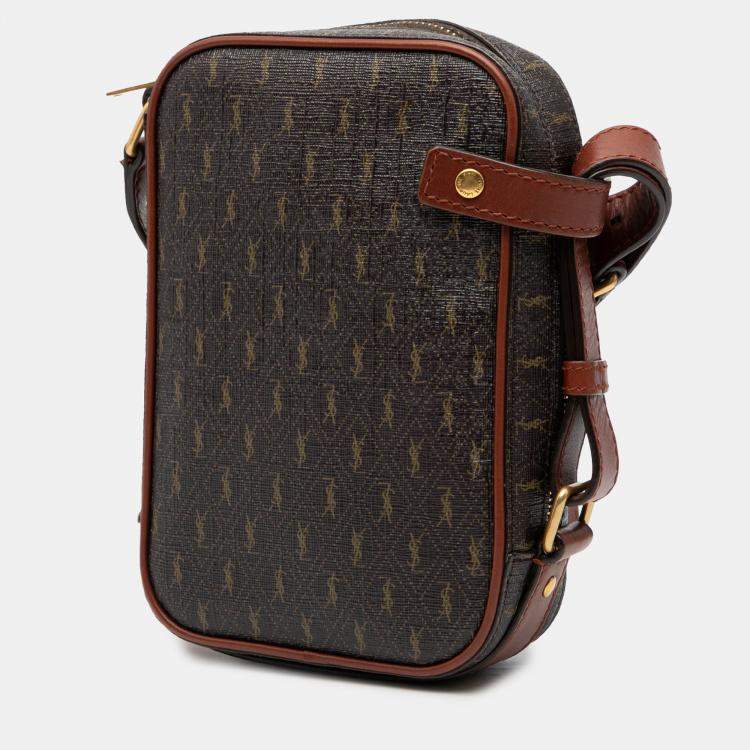 مملوكة مسبقًا Saint Laurent Paris Brown Le Monogramme Coated Canvas Pouch Crossbody