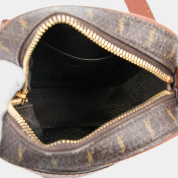 مملوكة مسبقًا Saint Laurent Paris Brown Le Monogramme Coated Canvas Pouch Crossbody
