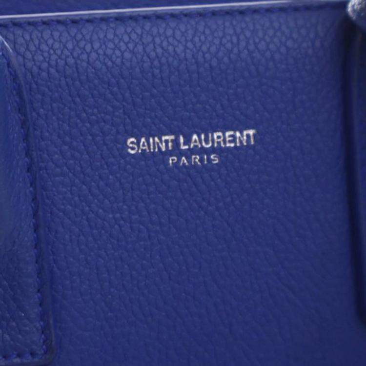 Pre Owned Saint Laurent Paris Blue Nano Leather Sac De Jour Satchel