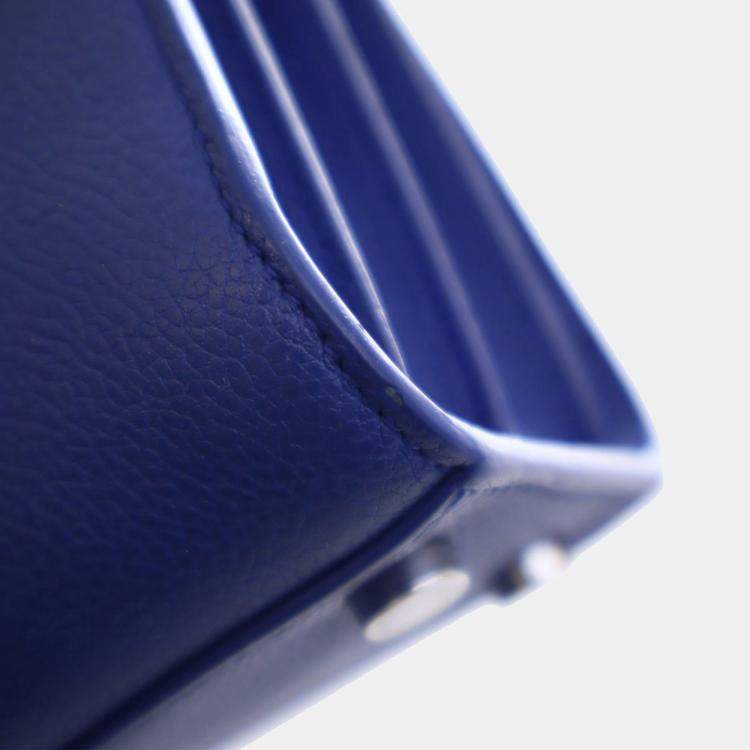 Pre Owned Saint Laurent Paris Blue Nano Leather Sac De Jour Satchel