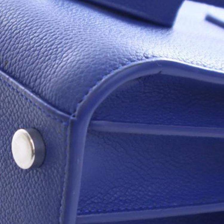 Pre Owned Saint Laurent Paris Blue Nano Leather Sac De Jour Satchel