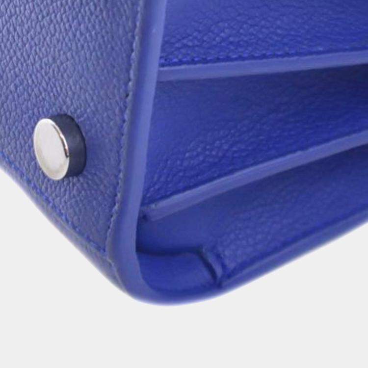 Pre Owned Saint Laurent Paris Blue Nano Leather Sac De Jour Satchel