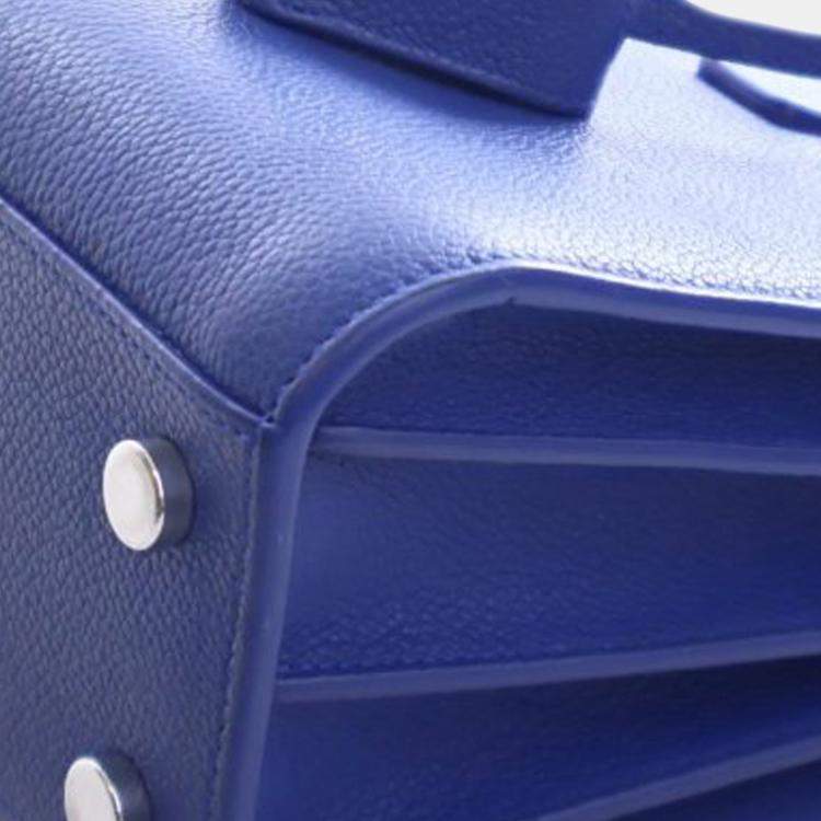 Pre Owned Saint Laurent Paris Blue Nano Leather Sac De Jour Satchel