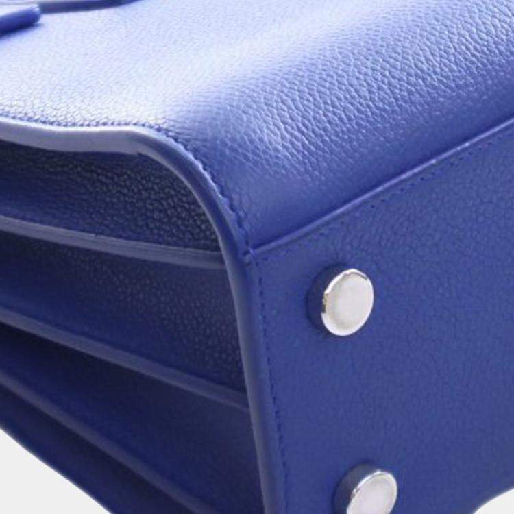 Pre Owned Saint Laurent Paris Blue Nano Leather Sac De Jour Satchel