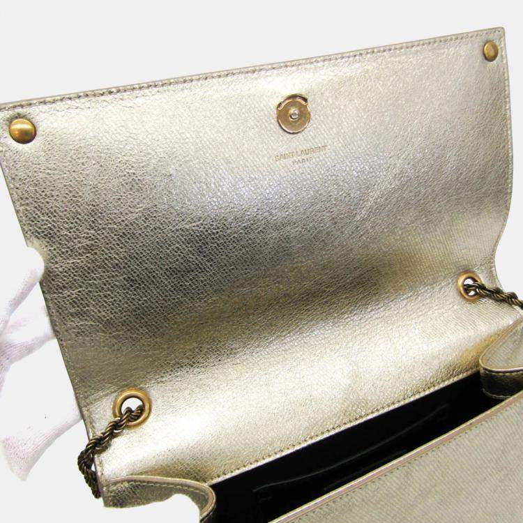 Pre Owned Yves Saint Laurent Kate Leather Shoulder Bag Gold