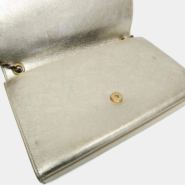 Pre Owned Yves Saint Laurent Kate Leather Shoulder Bag Gold