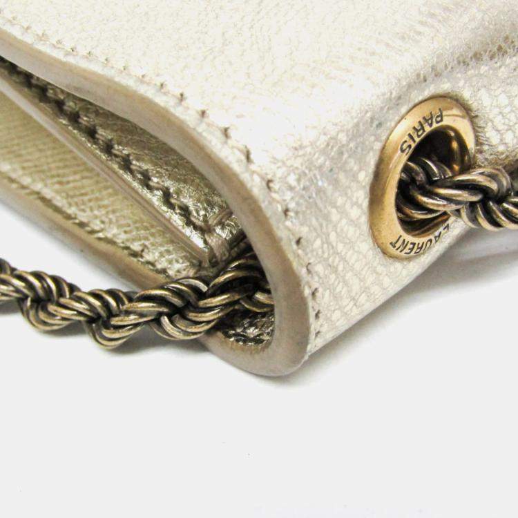 Pre Owned Yves Saint Laurent Kate Leather Shoulder Bag Gold