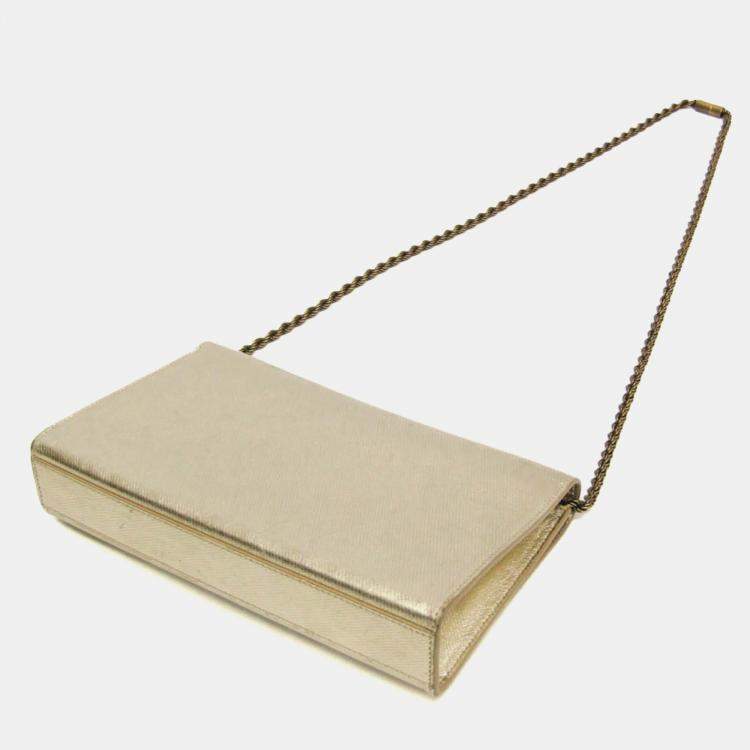 Pre Owned Yves Saint Laurent Kate Leather Shoulder Bag Gold