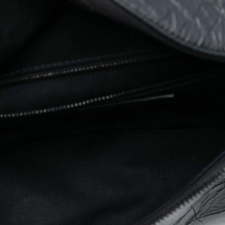 Pre Owned Saint Laurent Paris Black Croc Embossed Leather Niki Belt Bag