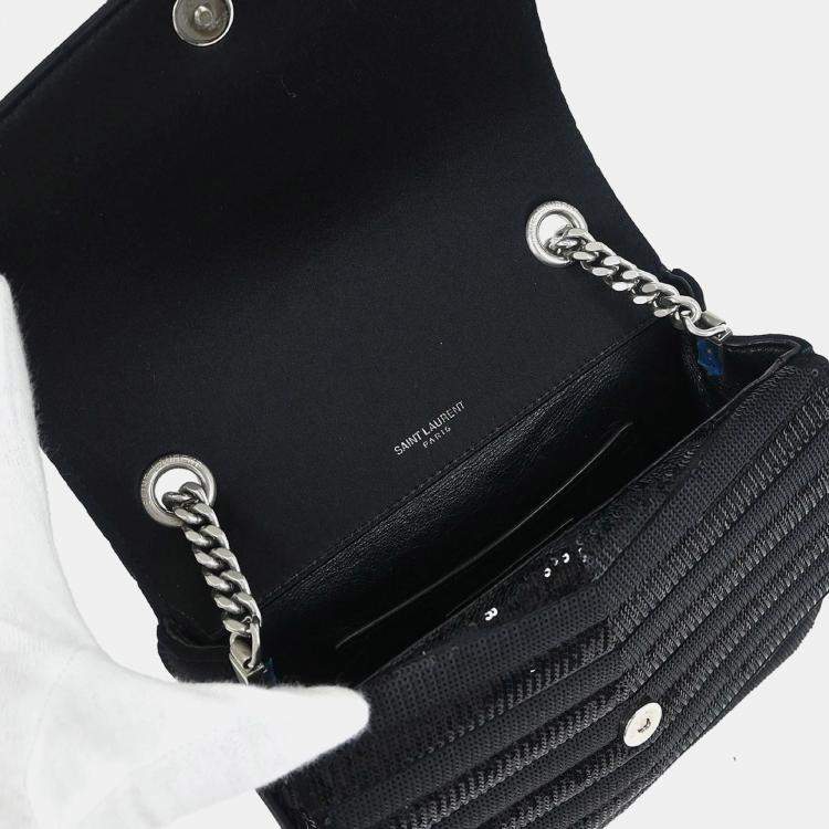 Pre Owned Saint Laurent Sulpice Black Sequins Shoulder Bag