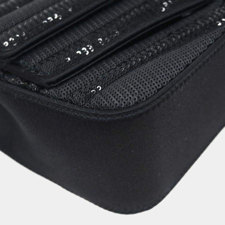 Pre Owned Saint Laurent Sulpice Black Sequins Shoulder Bag